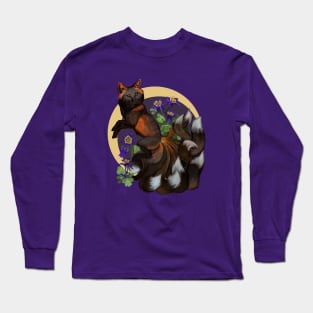 Kitsune with Columbine Flowers Long Sleeve T-Shirt